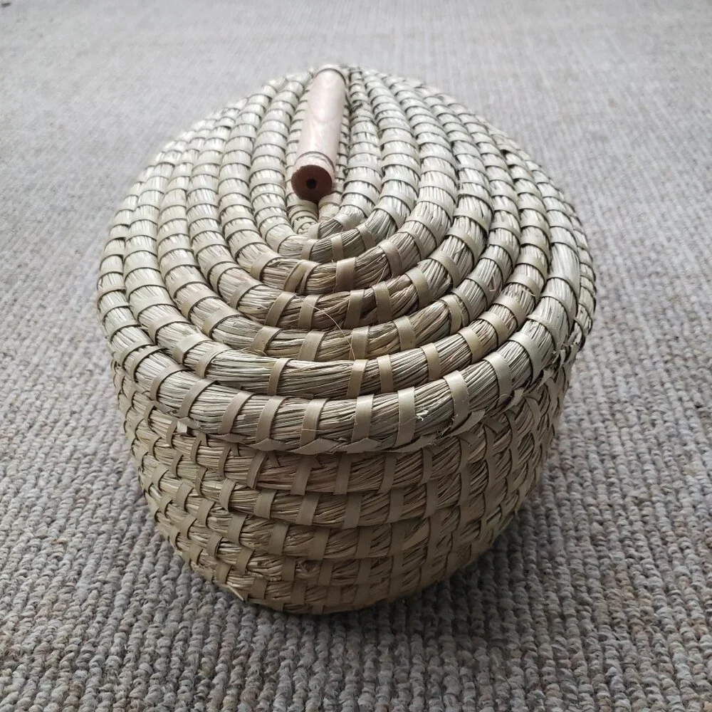 Sweetgrass Lidded Basket Oval Oblong 12